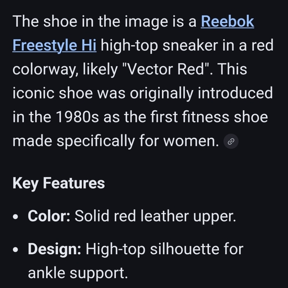 Reebok Freestyle High Top Women's Sneakers in Vector Red size 9 - Picture 5 of 5